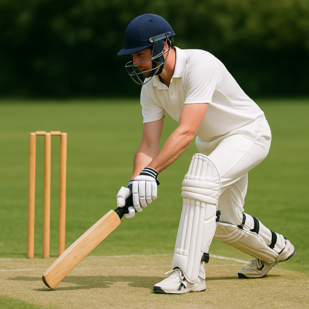 Tap the bat on the ground line batting technique