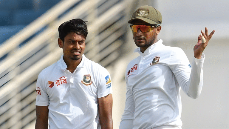 Record books trembling Taijuls chase of Shakibs crown reaches boiling point Taijul on the brink of history—just one wicket away from surpassing Shakib!