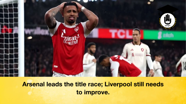 Arsenal leads the title race Liverpool still needs to improve Arsenal leads the title race; Liverpool still needs to improve.