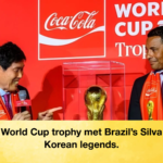 The World Cup trophy met Brazils Silva and Korean legends The World Cup trophy met Brazil’s Silva and Korean legends.
