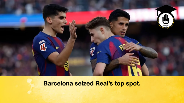 Barcelona seized Reals top spot Barcelona seized Real’s top spot.