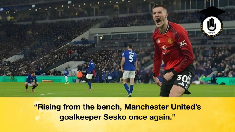 Rising from the bench Manchester Uniteds goalkeeper Sesko once again "Rising from the bench, Manchester United's goalkeeper Sesko once again."