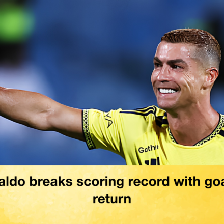 Ronaldo breaks scoring record with goal on return 64 Ronaldo breaks scoring record with goal on return Ronaldo breaks scoring record with goal on return
