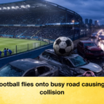 Stray football flies onto busy road causing traffic collision 2 Stray football flies onto busy road causing traffic collision