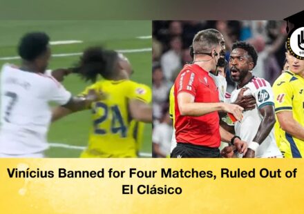 Vinícius Banned for Four Matches, Ruled Out of El Clásico